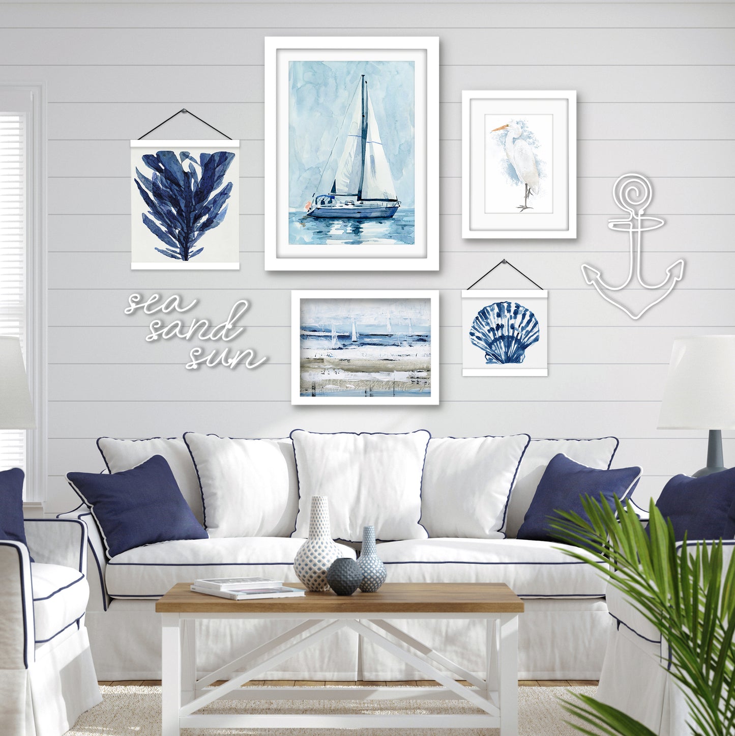 Blue Natural Sailing - Framed Multimedia Gallery Art Set