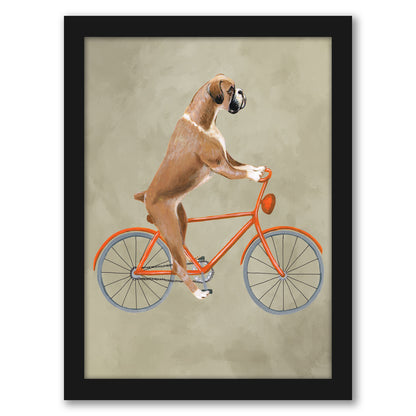 Boxer On Bicycle By Coco De Paris - Framed Print