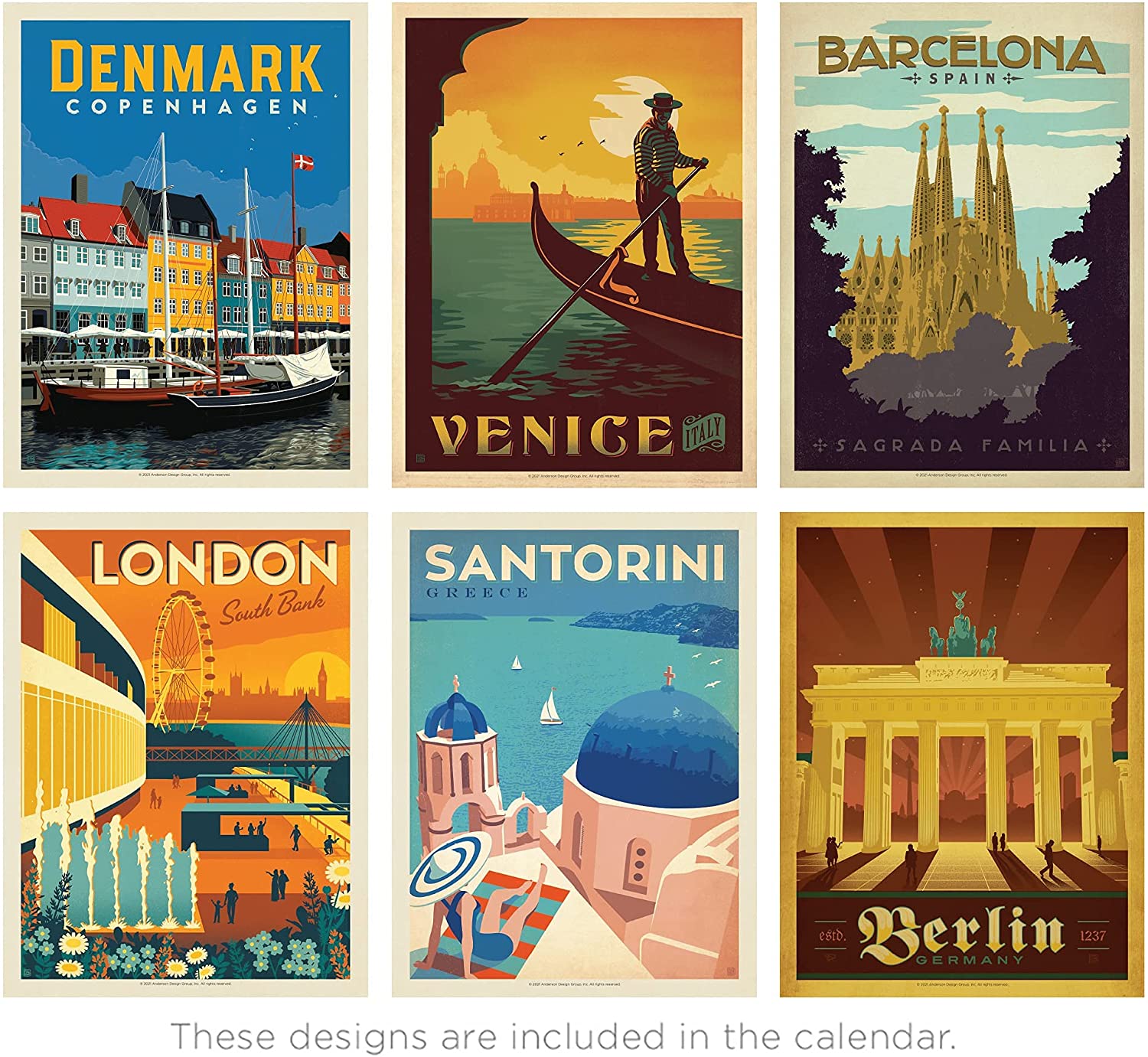 Calendrier mural Vintage Travel Calendar - Europe in Vintage
