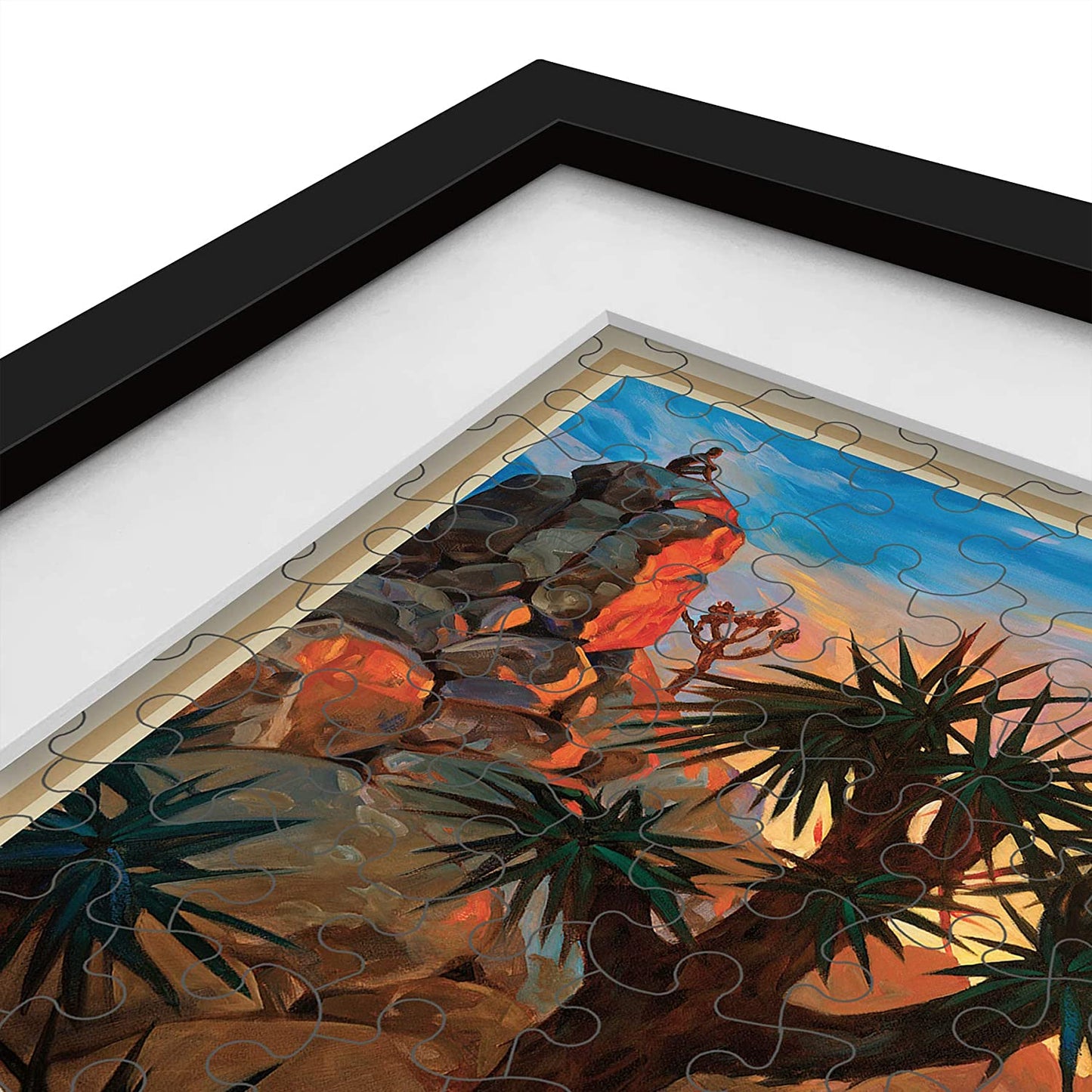 Puzzle Frame - Peel and Stick Board Included - Composite Wood Puzzle Poster Frame with Plexiglass