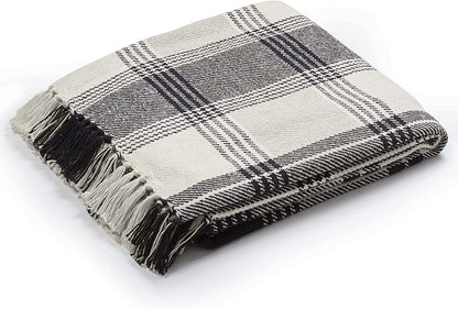 Neutral Lightweight Blanket for Farmhouse Decor