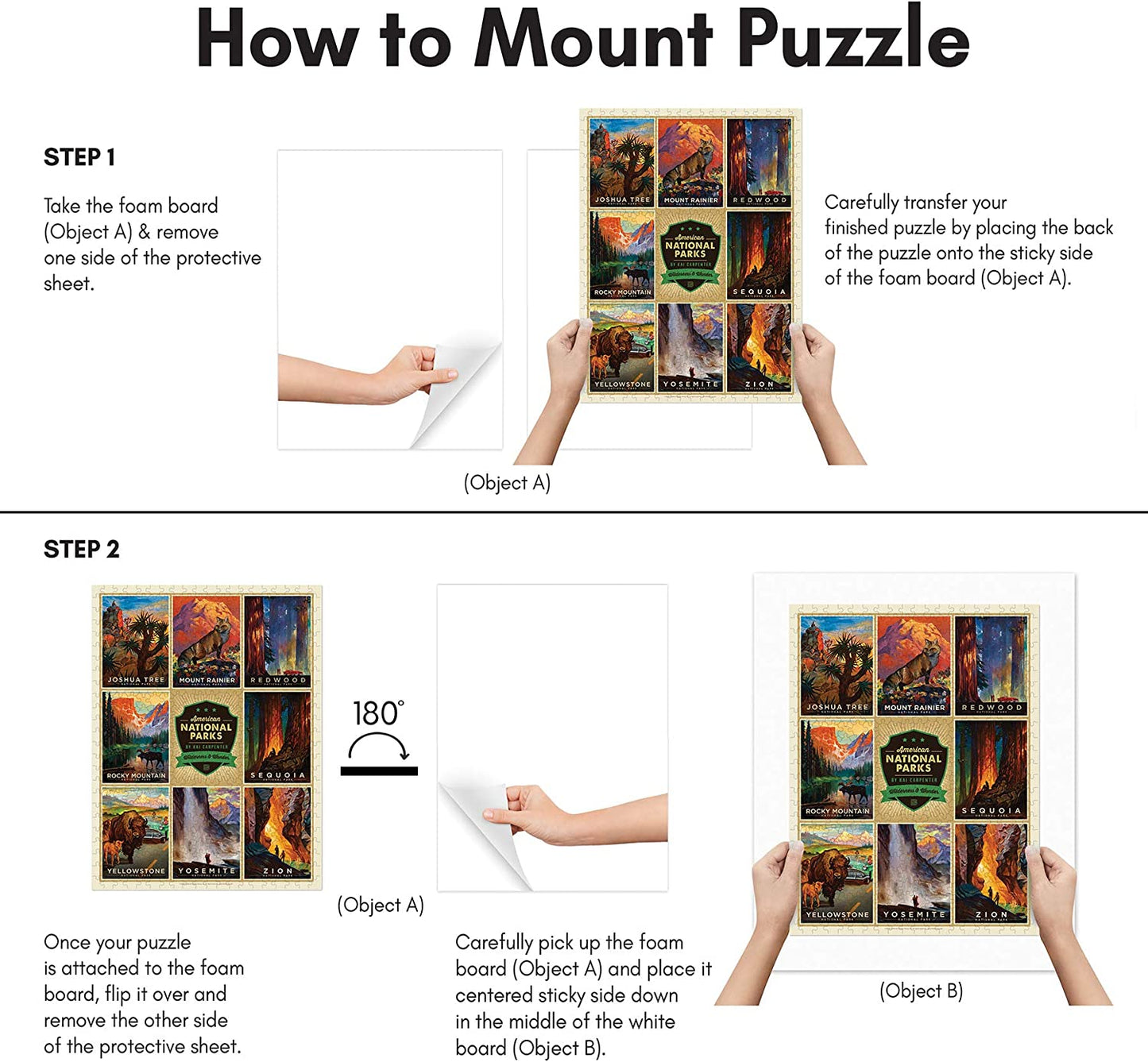 Puzzle Frame - Peel and Stick Board Included - Composite Wood Puzzle Poster Frame with Plexiglass