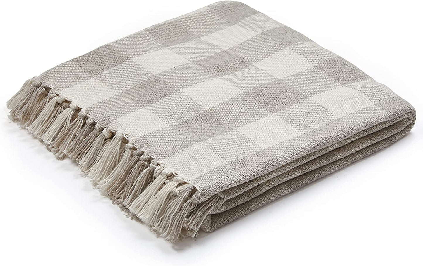 Neutral Lightweight Blanket for Farmhouse Decor.