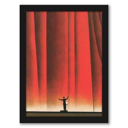 Conductor In Front Of Curtain by Found Image Press - Framed Print