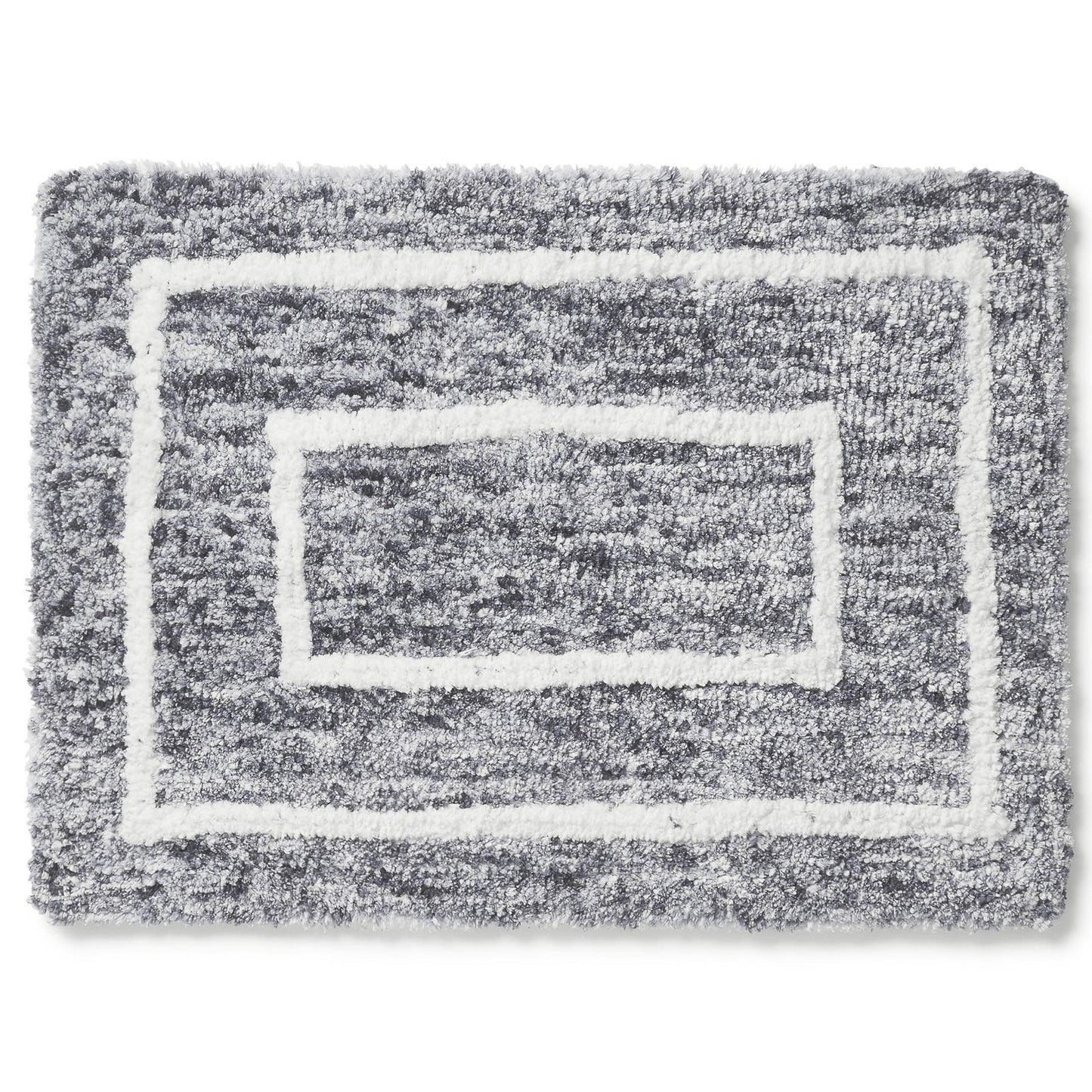 Soft and Absorbent Tufted Bath Mat - 17x24 Inches - Double Rectangle Pattern - Home > Home & Living > Bathroom > Bath Mats & Rugs - Americanflat