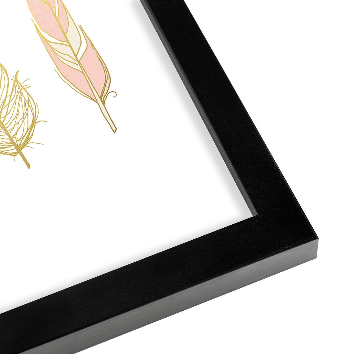 Three Feathers In Gold By Wall + Wonder - Framed Print