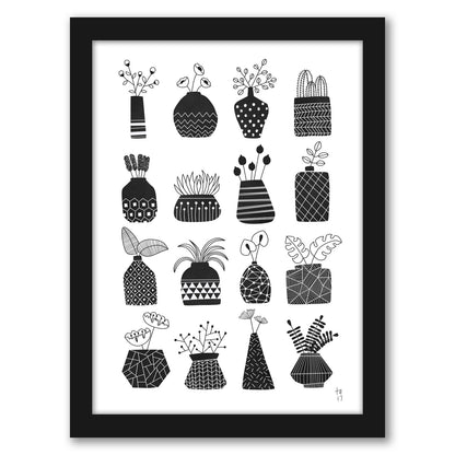 Ornamental Vases Monochrome by Tracie Andrews - Framed Print
