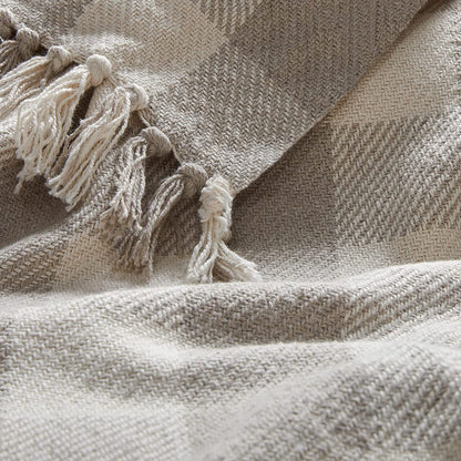 Neutral Lightweight Blanket for Farmhouse Decor.