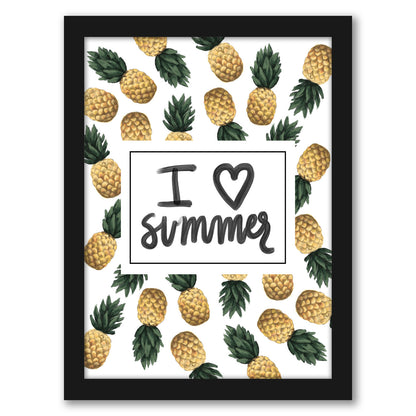 I Love Summer Pineapple Art by Jetty Home - Framed Print