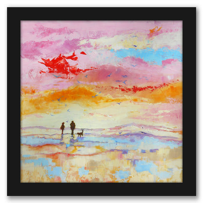 Walking With The Dog And Birds by Mary Kemp - Framed Printd Print