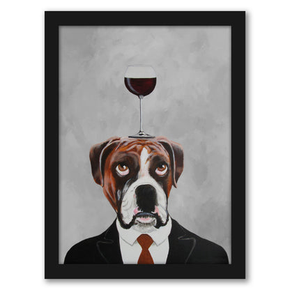 Boxer With Wineglass By Coco De Paris - Framed Print