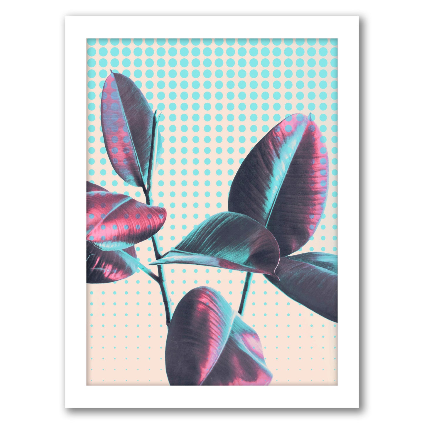 Leaves On Polka Dots by Emanuela Carratoni - Framed Print