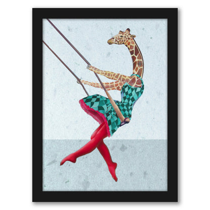 Giraffe On A Swing Right By Coco De Paris - Framed Print