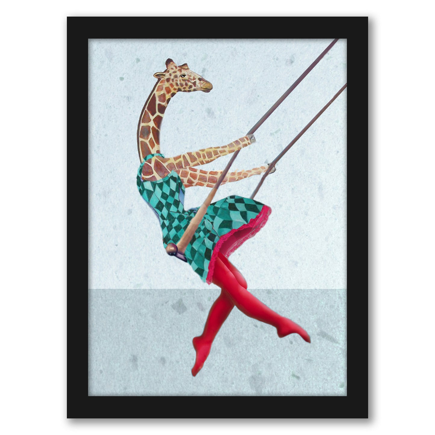 Giraffe On A Swing By Coco De Paris - Framed Print