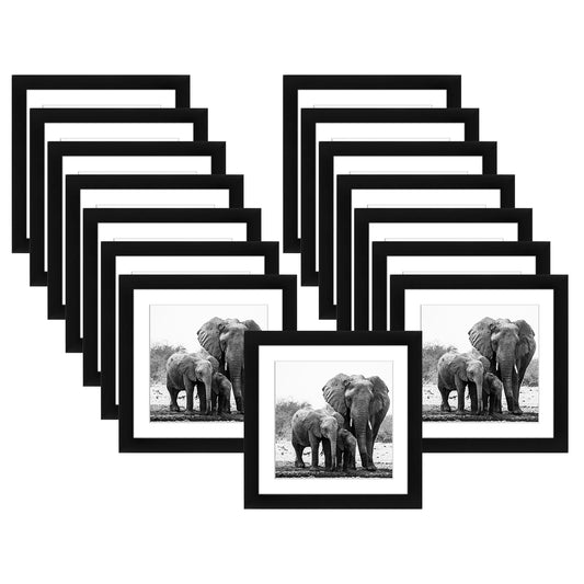 Picture Frame in Black with Lead Free Shatter Resistant Glass - Wall Mounted - 11" x 11" - Pack of 15 - Picture Frame - Americanflat