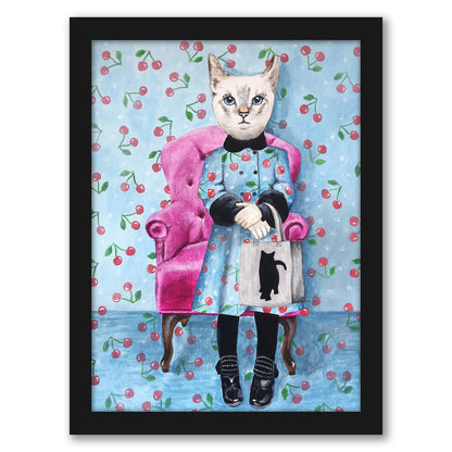 Cat With Cat Bag By Coco De Paris - Framed Print