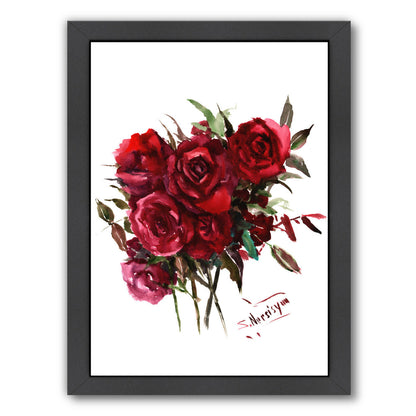 Deep Red Burgundy Roses by Suren Nersisyan Framed Print - Americanflat