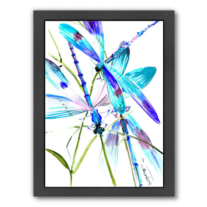 Dragonflies Turquoise Blue by Suren Nersisyan Framed Print - Americanflat