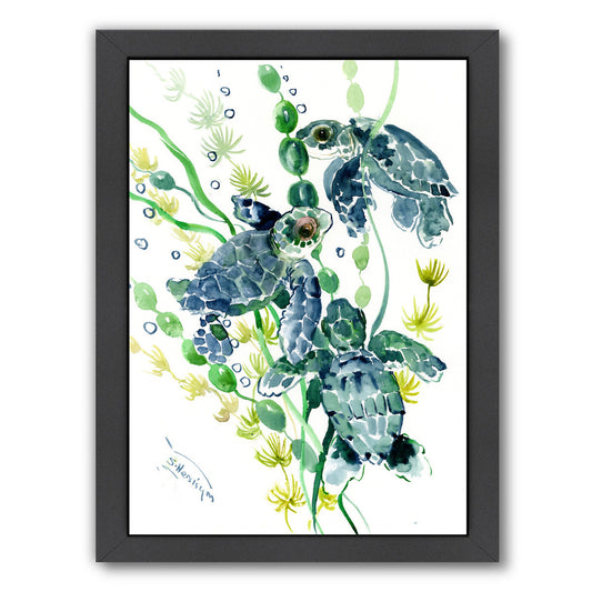 Three Sea Turtles by Suren Nersisyan Framed Print - Americanflat