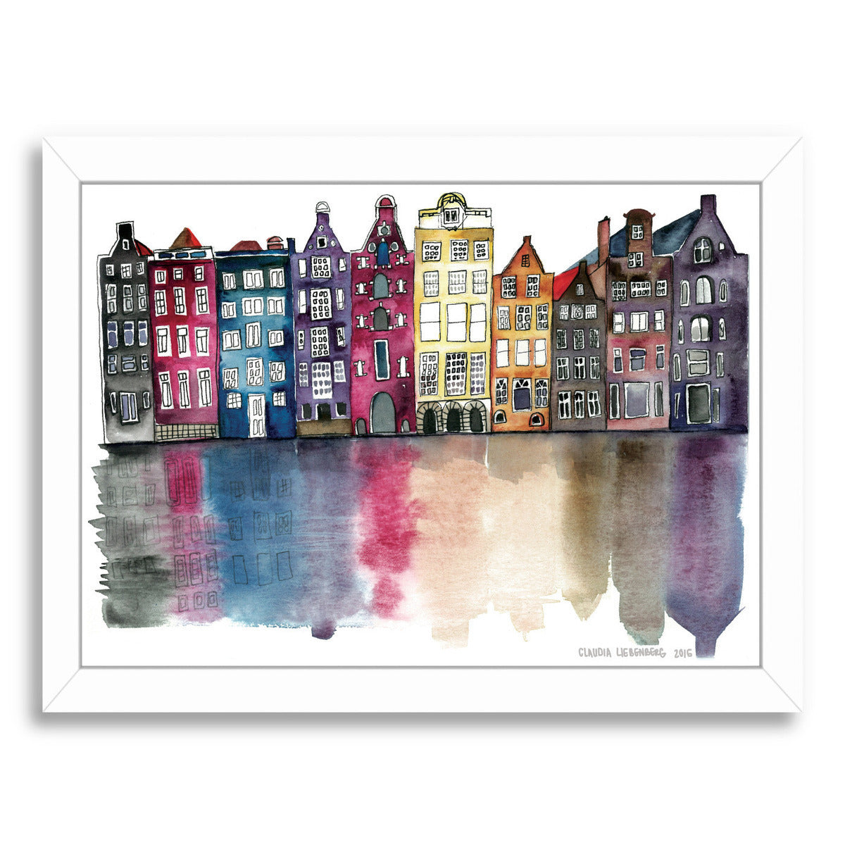 Watercolor Amsterdam by Claudia Liebenberg - Framed Print - Americanflat