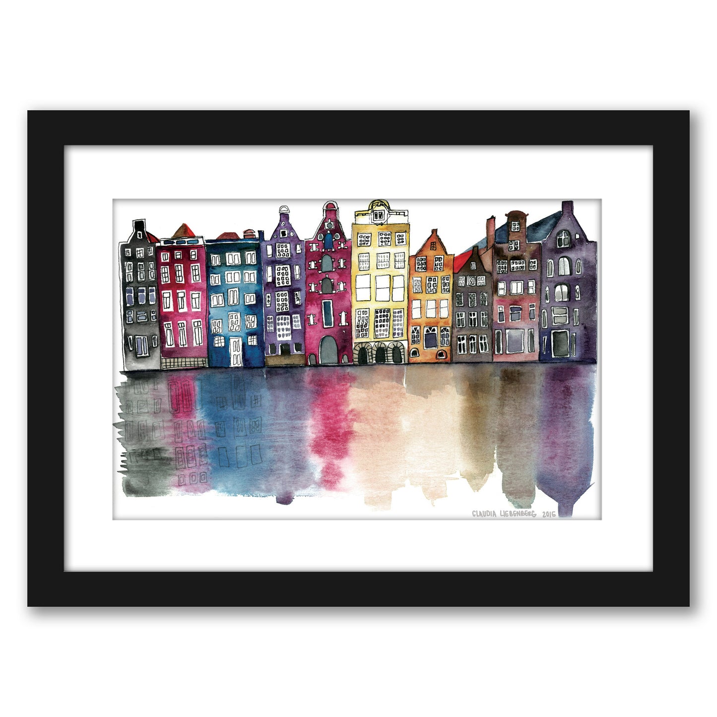 Watercolor Amsterdam by Claudia Liebenberg - Framed Print - Americanflat