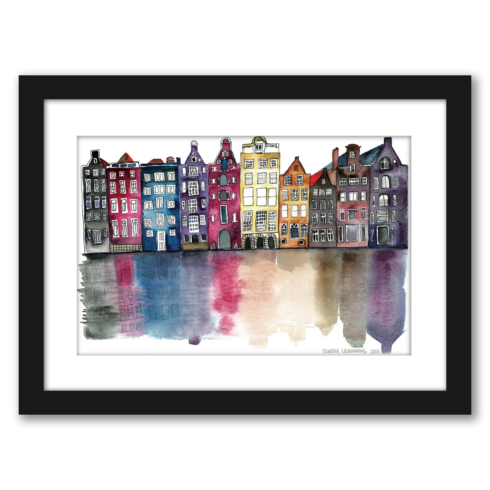 Watercolor Amsterdam by Claudia Liebenberg - Framed Print - Americanflat