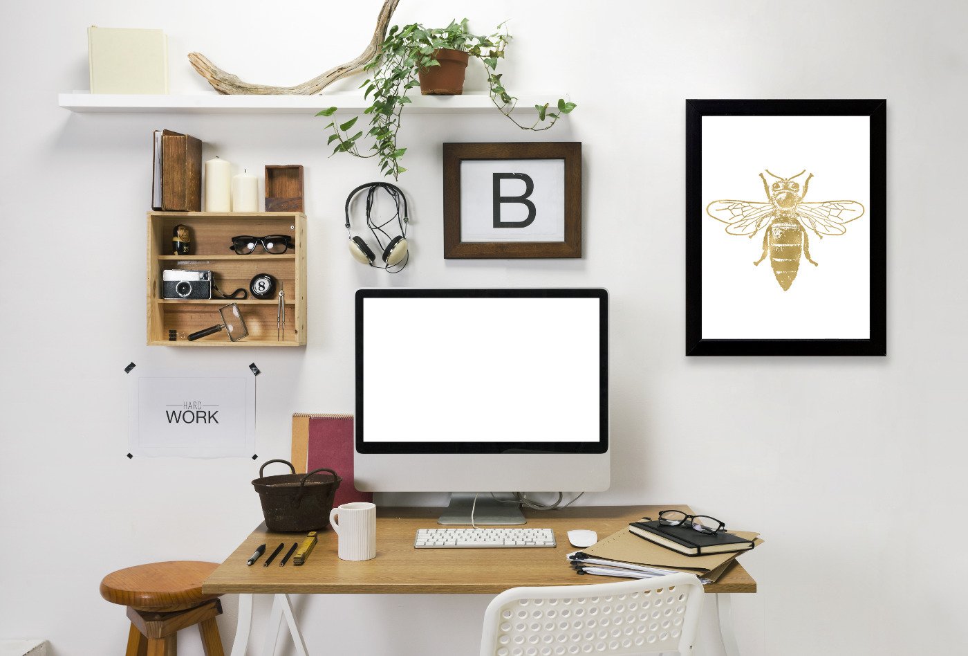 Bumblebee Gold On White by Amy Brinkman Framed Print - Wall Art - Americanflat