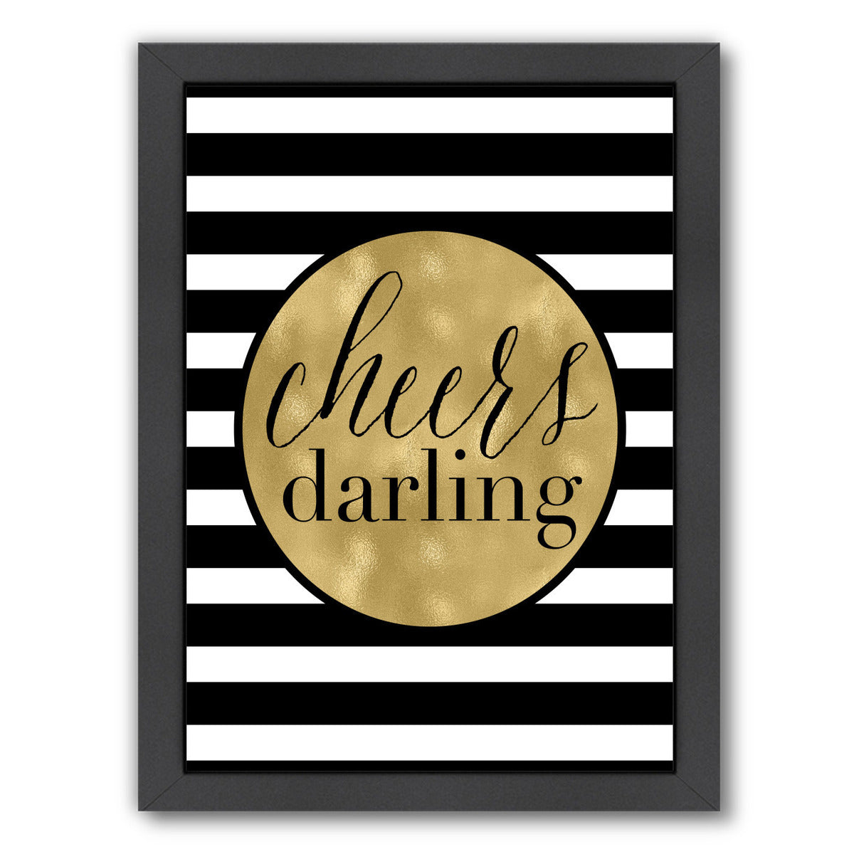 Cheers Darling White Stripe by Amy Brinkman Framed Print - Americanflat