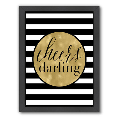 Cheers Darling White Stripe by Amy Brinkman Framed Print - Americanflat