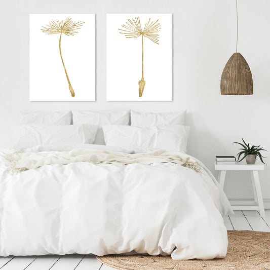 GoldOn Dandelion by Amy Brinkman - 2 Piece Wrapped Canvas Set - Americanflat