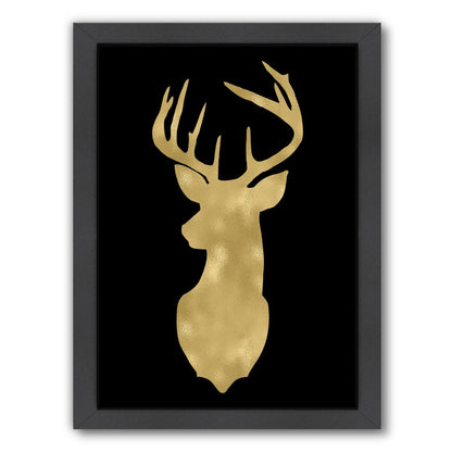 Deer Head Left Face Gold On by Amy Brinkman Framed Print - Wall Art - Americanflat