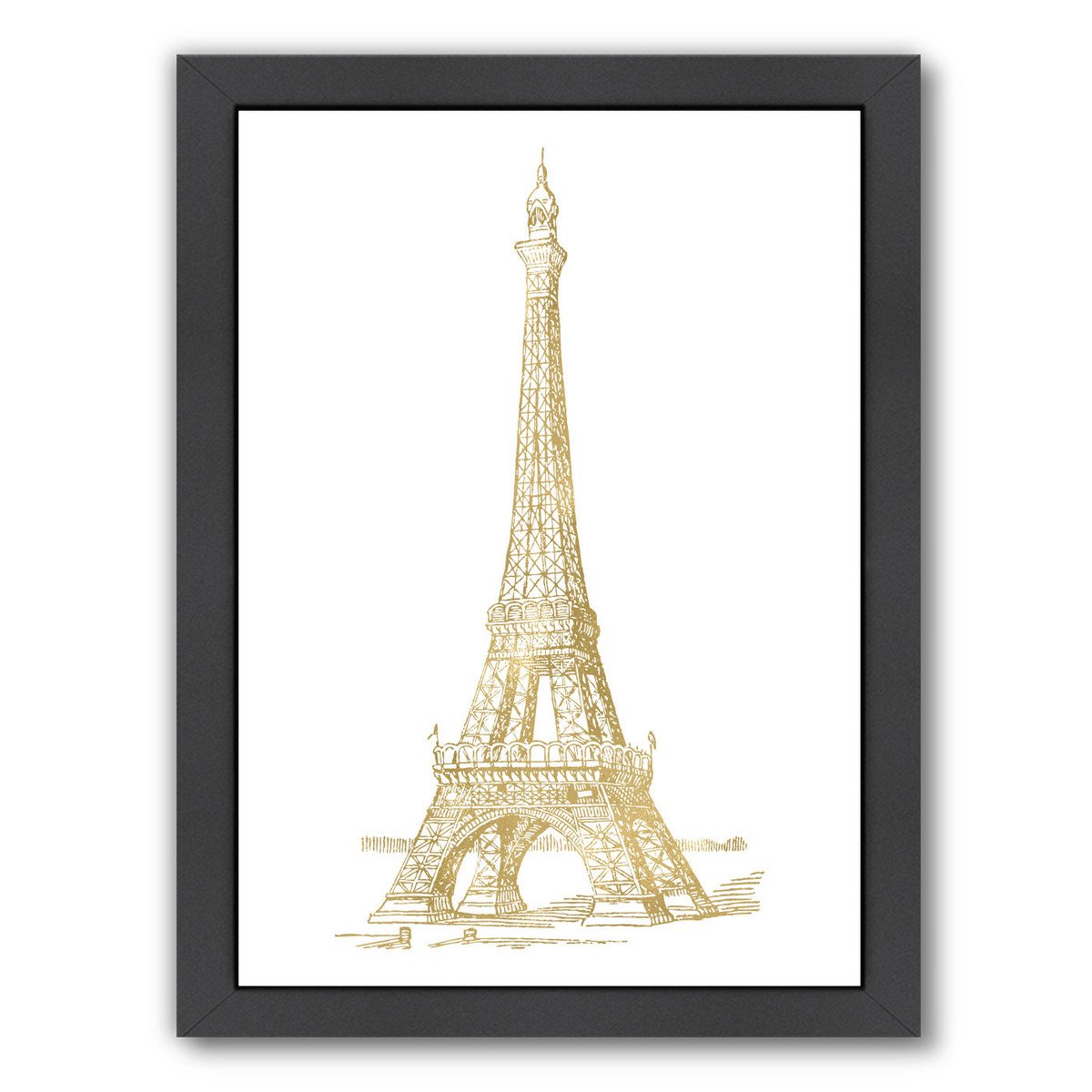 Eiffel Tower Gold On White by Amy Brinkman Framed Print - Wall Art - Americanflat