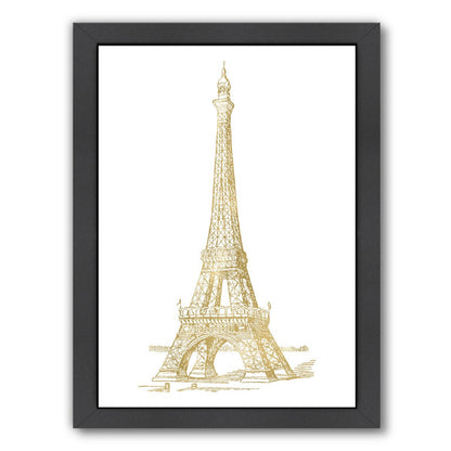 Eiffel Tower Gold On White by Amy Brinkman Framed Print - Wall Art - Americanflat