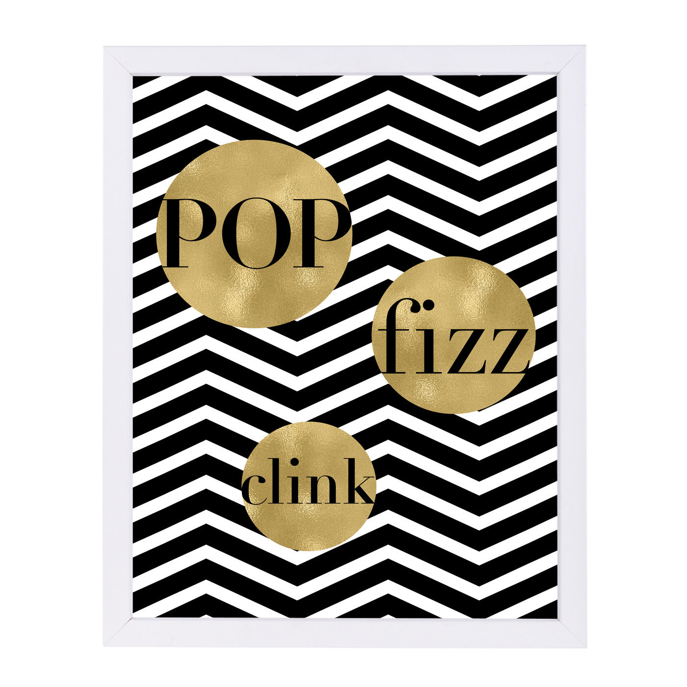 Pop Fizz Clink White Chevron by Amy Brinkman Framed Print - Americanflat