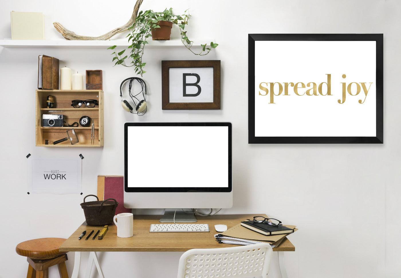Spread Joy Gold On White by Amy Brinkman Framed Print - Americanflat