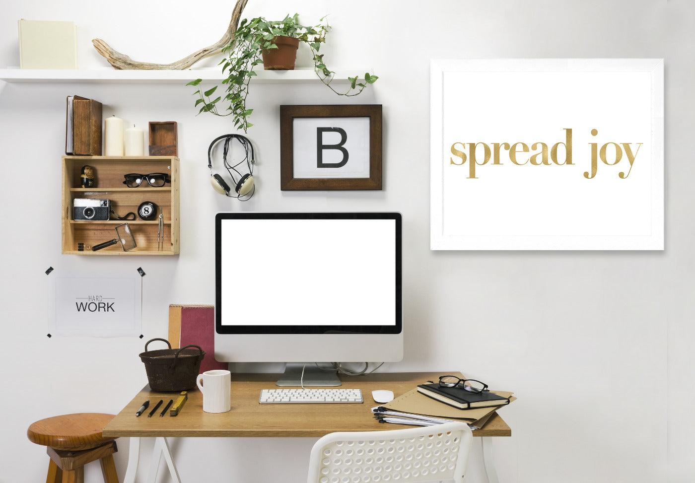 Spread Joy Gold On White by Amy Brinkman Framed Print - Americanflat