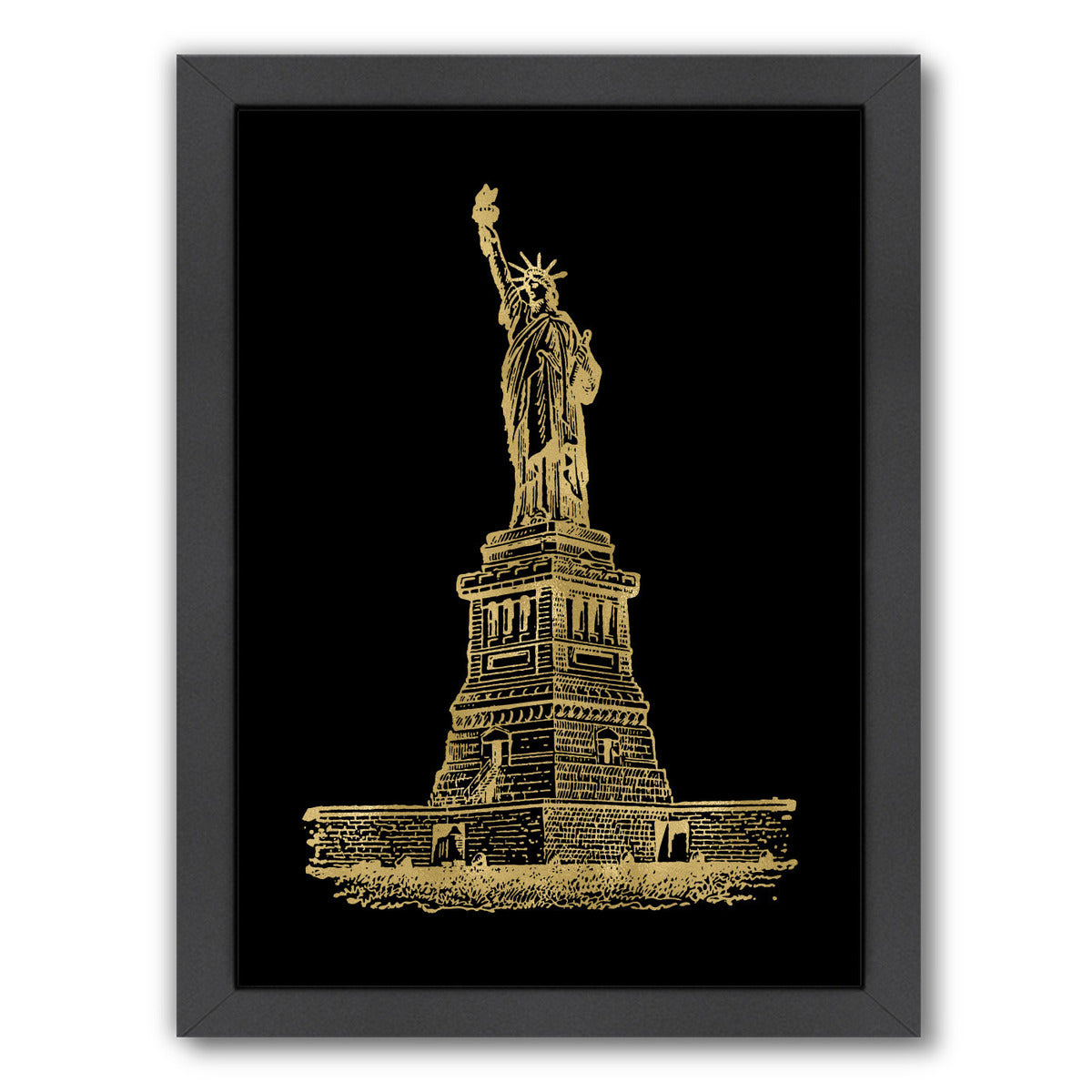 Statue Of Liberty Gold On by Amy Brinkman Framed Print - Americanflat