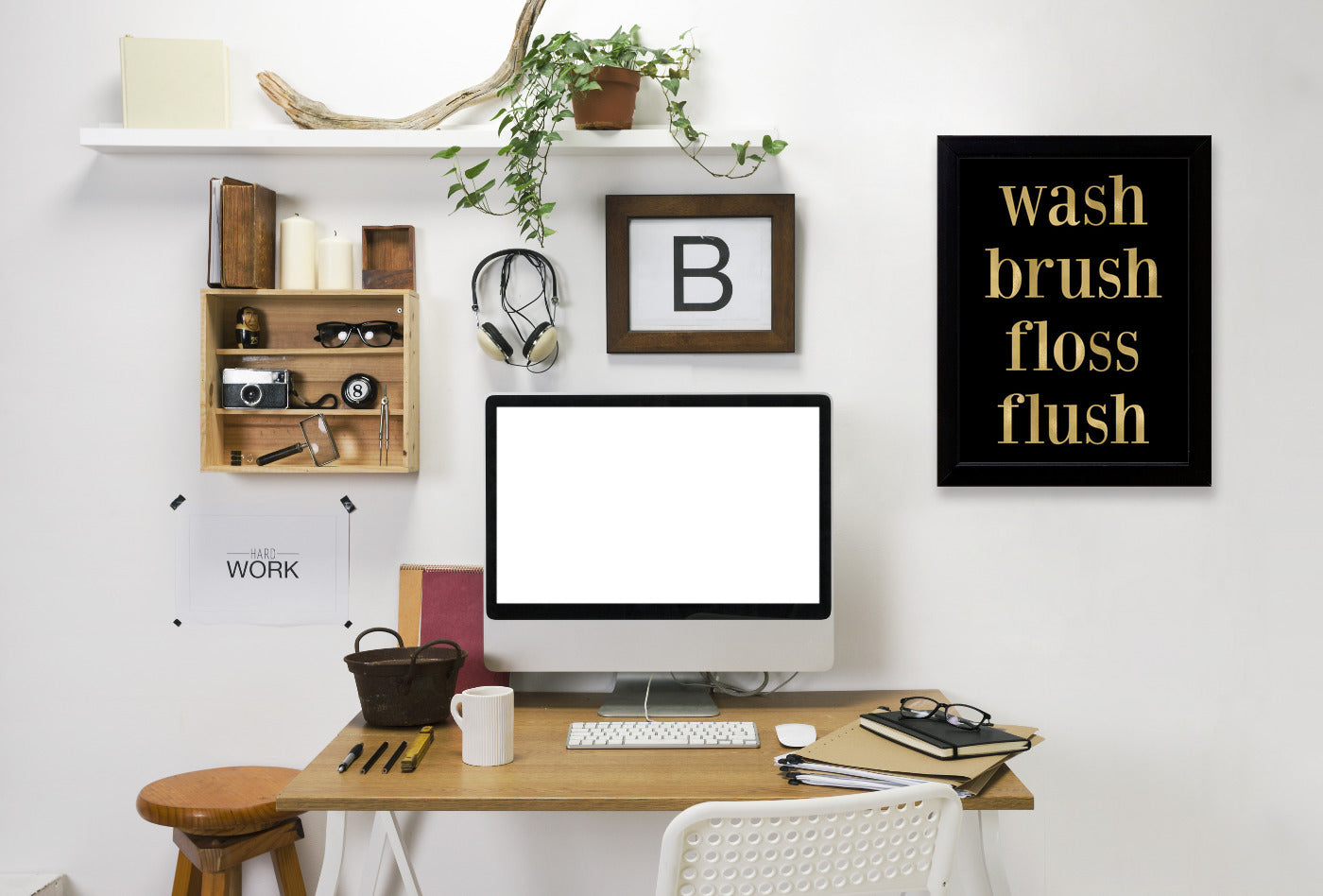 Wash Brush Floss Gold On by Amy Brinkman Framed Print - Americanflat