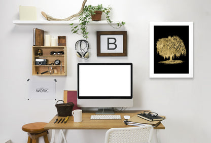 Weeping Willow Tree Gold On by Amy Brinkman Framed Print - Americanflat