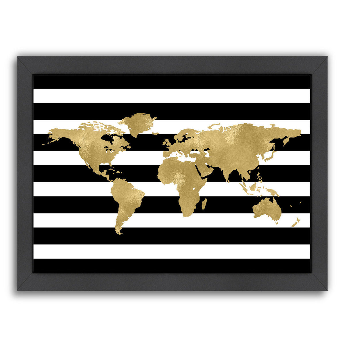 World Map White Stripe by Amy Brinkman Framed Print - Americanflat