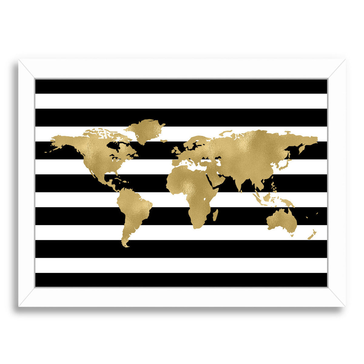 World Map White Stripe by Amy Brinkman Framed Print - Americanflat