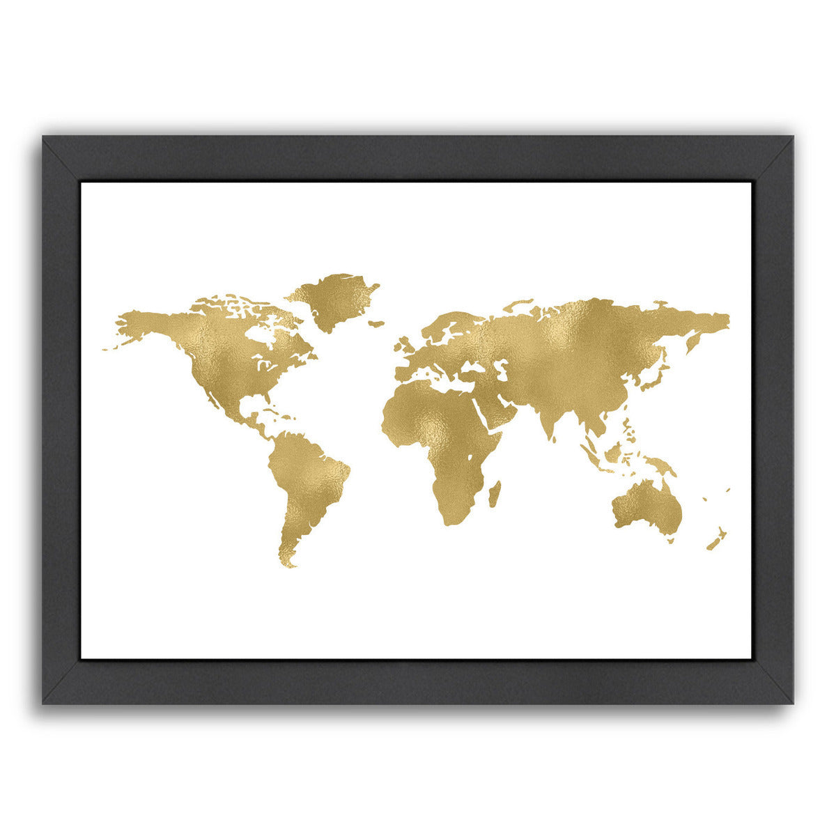 World Map Gold On White by Amy Brinkman Framed Print - Americanflat