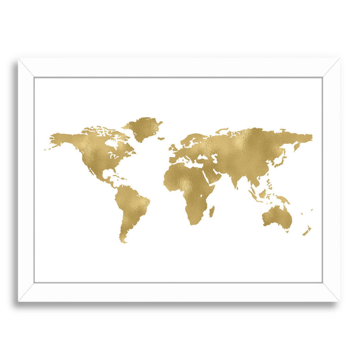 World Map Gold On White by Amy Brinkman Framed Print - Americanflat