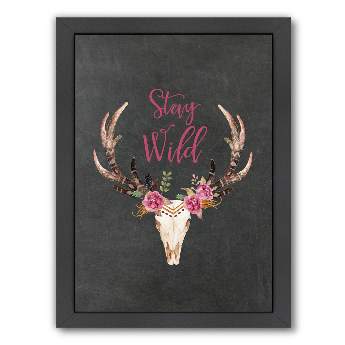 Stay Wild Skull Chalkboard by Amy Brinkman Framed Print - Americanflat