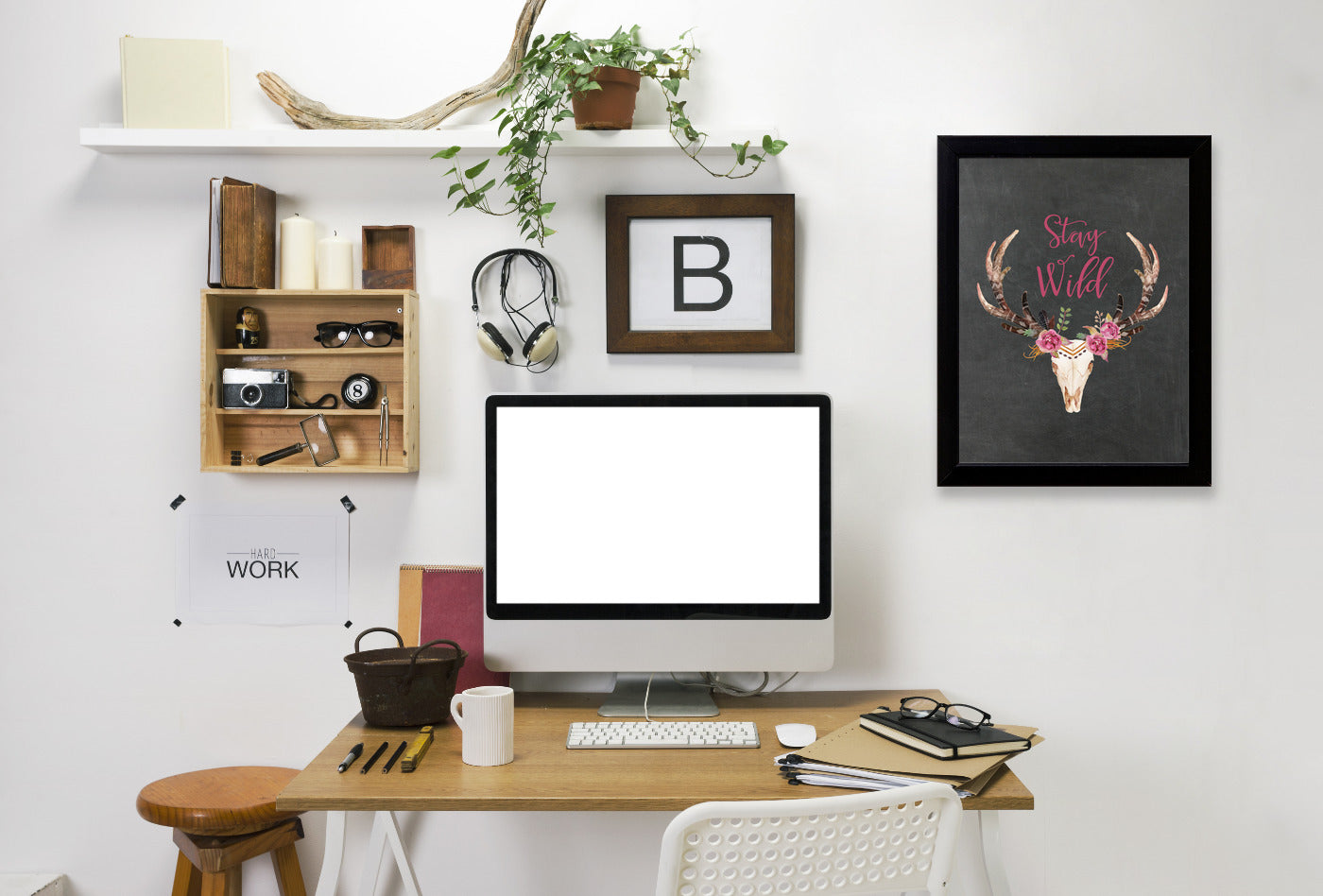 Stay Wild Skull Chalkboard by Amy Brinkman Framed Print - Americanflat