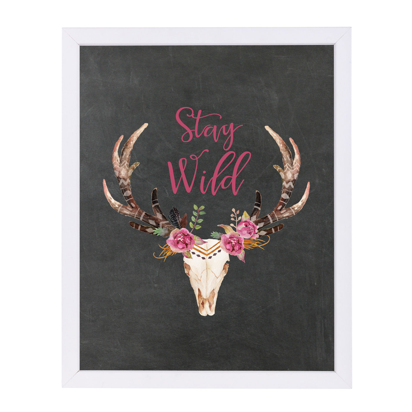 Stay Wild Skull Chalkboard by Amy Brinkman Framed Print - Americanflat