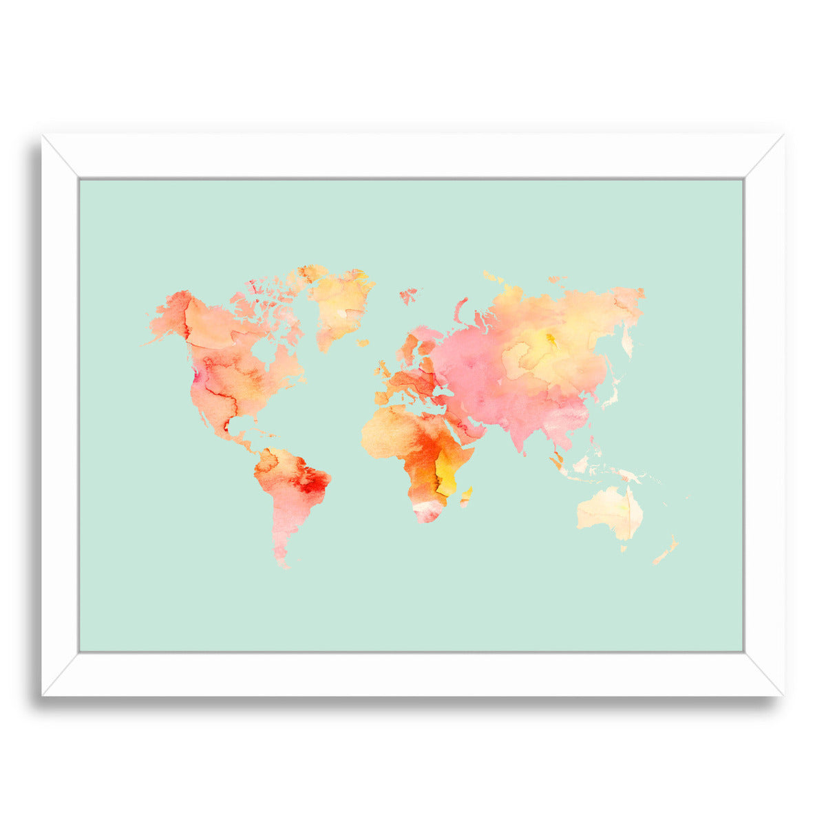 World Map Pastel Watercolor by Amy Brinkman White Framed Print - Americanflat