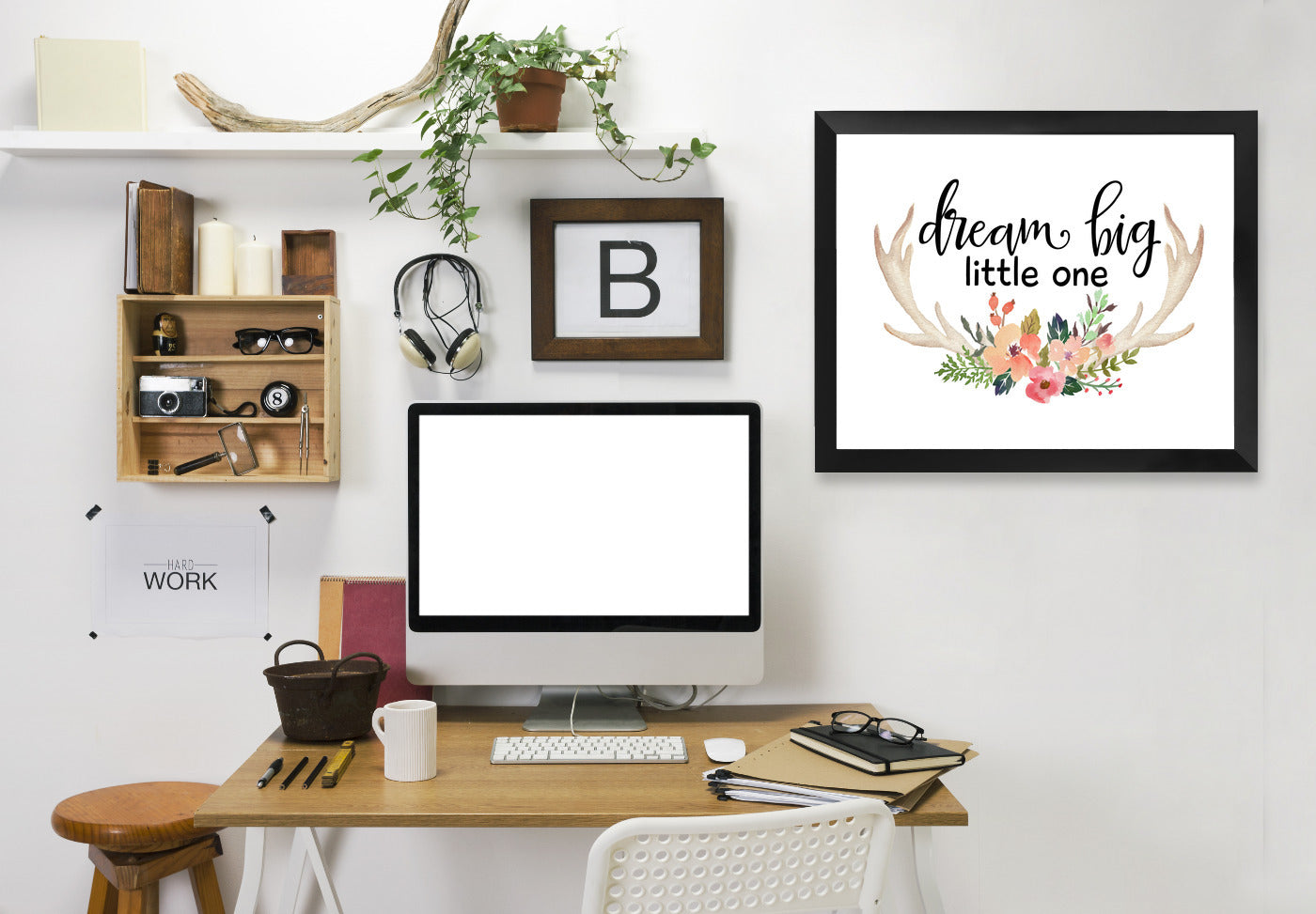 Dream Big Little One Antlers by Amy Brinkman Framed Print - Americanflat