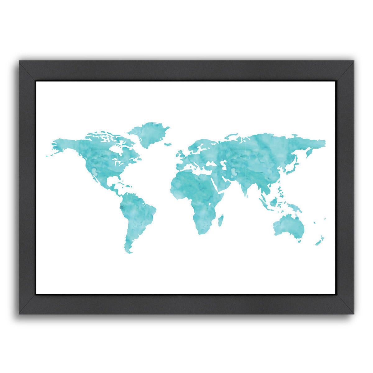World Map Watercolor Blue by Amy Brinkman Framed Print - Americanflat