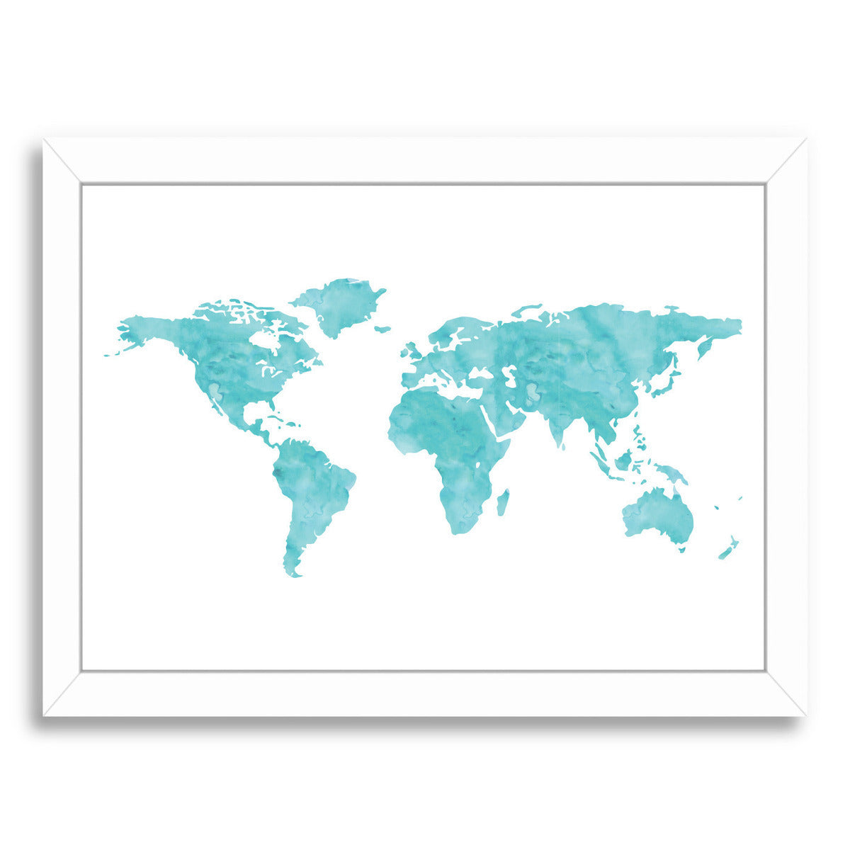 World Map Watercolor Blue by Amy Brinkman Framed Print - Americanflat